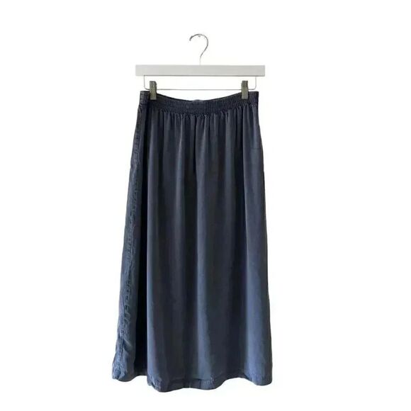 Lauren K Sport Slip On Minimalist Blue Washed Elastic Waist Maxi SZ M # 1936 - Picture 1 of 10